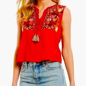 Free People Lohri Embroidered Crop Top, Medium, EUC!